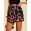 image:imageRoseSeek Womens Floral Graphic Skirt Shorts Drawstring Waist Tropical Boho Wrap SkortsFloral Black