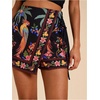 image:imageRoseSeek Womens Floral Graphic Skirt Shorts Drawstring Waist Tropical Boho Wrap SkortsFloral Black