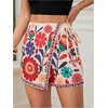 image:imageRoseSeek Womens Floral Graphic Skirt Shorts Drawstring Waist Tropical Boho Wrap SkortsFloral Red