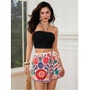 image:imageRoseSeek Womens Floral Graphic Skirt Shorts Drawstring Waist Tropical Boho Wrap SkortsFloral Red