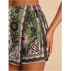 image:imageRoseSeek Womens Floral Graphic Skirt Shorts Drawstring Waist Tropical Boho Wrap SkortsGreen