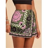 image:imageRoseSeek Womens Floral Graphic Skirt Shorts Drawstring Waist Tropical Boho Wrap SkortsGreen