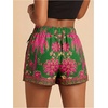 image:imageRoseSeek Womens Floral Graphic Skirt Shorts Drawstring Waist Tropical Boho Wrap SkortsGreen and Pink