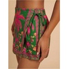 image:imageRoseSeek Womens Floral Graphic Skirt Shorts Drawstring Waist Tropical Boho Wrap SkortsGreen and Pink