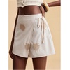 image:imageRoseSeek Womens Floral Graphic Skirt Shorts Drawstring Waist Tropical Boho Wrap SkortsKhaki White