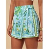 image:imageRoseSeek Womens Floral Graphic Skirt Shorts Drawstring Waist Tropical Boho Wrap SkortsMix Green