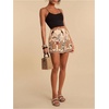 image:imageRoseSeek Womens Floral Graphic Skirt Shorts Drawstring Waist Tropical Boho Wrap SkortsMulticolor Beige