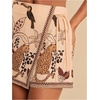 image:imageRoseSeek Womens Floral Graphic Skirt Shorts Drawstring Waist Tropical Boho Wrap SkortsMulticolor Beige