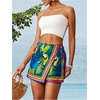 image:imageRoseSeek Womens Floral Graphic Skirt Shorts Drawstring Waist Tropical Boho Wrap SkortsMulticolor Blue