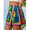 image:imageRoseSeek Womens Floral Graphic Skirt Shorts Drawstring Waist Tropical Boho Wrap SkortsMulticolor Blue