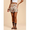 image:imageRoseSeek Womens Floral Graphic Skirt Shorts Drawstring Waist Tropical Boho Wrap SkortsMulticolor Khaki