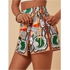 image:imageRoseSeek Womens Floral Graphic Skirt Shorts Drawstring Waist Tropical Boho Wrap SkortsMulticolor Orange