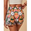 image:imageRoseSeek Womens Floral Graphic Skirt Shorts Drawstring Waist Tropical Boho Wrap SkortsMulticolor Orange