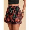 image:imageRoseSeek Womens Floral Graphic Skirt Shorts Drawstring Waist Tropical Boho Wrap SkortsMulticolor Red