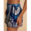image:imageRoseSeek Womens Floral Graphic Skirt Shorts Drawstring Waist Tropical Boho Wrap SkortsWhite Blue