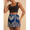 image:imageRoseSeek Womens Floral Graphic Skirt Shorts Drawstring Waist Tropical Boho Wrap SkortsWhite Blue