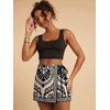 image:imageRoseSeek Womens Floral Graphic Skirt Shorts Drawstring Waist Tropical Boho Wrap SkortsWhite and Black