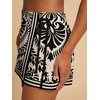 image:imageRoseSeek Womens Floral Graphic Skirt Shorts Drawstring Waist Tropical Boho Wrap SkortsWhite and Black