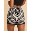 image:imageRoseSeek Womens Floral Graphic Skirt Shorts Drawstring Waist Tropical Boho Wrap SkortsWhite and Black