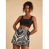 image:imageRoseSeek Womens Floral Graphic Skirt Shorts Drawstring Waist Tropical Boho Wrap SkortsWhite and Black