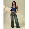 image:imageRoseSeek Womens Floral Lace Deep V Neck Halter Tops Y2K Backless Summer Going Out Crop Tank TopDeep Blue