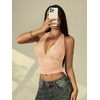 image:imageRoseSeek Womens Floral Lace Deep V Neck Halter Tops Y2K Backless Summer Going Out Crop Tank TopNude