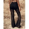 image:imageRoseSeek Womens Floral Lace Sheer Mesh Flare Pants Elastic High Waisted Long TrousersBlack