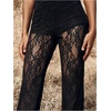 image:imageRoseSeek Womens Floral Lace Sheer Mesh Flare Pants Elastic High Waisted Long TrousersBlack
