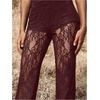 image:imageRoseSeek Womens Floral Lace Sheer Mesh Flare Pants Elastic High Waisted Long TrousersRedwood