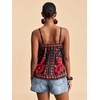 image:imageRoseSeek Womens Floral Tropical Boho Tank Tops Spaghetti Strap Summer Tops Beach Vacation Outfits CamisoleBlack and Red