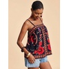 image:imageRoseSeek Womens Floral Tropical Boho Tank Tops Spaghetti Strap Summer Tops Beach Vacation Outfits CamisoleBlack and Red