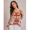 image:imageRoseSeek Womens Floral Tropical Boho Tank Tops Spaghetti Strap Summer Tops Beach Vacation Outfits CamisoleRed Multicolor