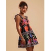 image:imageRoseSeek Womens Floral Tropical Graphic Short Dress Boho Ruffle Hem Sleeveless Vacation Tank DressBlack and Red