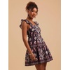 image:imageRoseSeek Womens Floral Tropical Graphic Short Dress Boho Ruffle Hem Sleeveless Vacation Tank DressCoffee