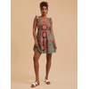 image:imageRoseSeek Womens Floral Tropical Graphic Short Dress Boho Ruffle Hem Sleeveless Vacation Tank DressGreen