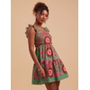 image:imageRoseSeek Womens Floral Tropical Graphic Short Dress Boho Ruffle Hem Sleeveless Vacation Tank DressGreen