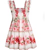 image:imageRoseSeek Womens Floral Tropical Graphic Short Dress Boho Ruffle Hem Sleeveless Vacation Tank DressMix Beige