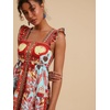 image:imageRoseSeek Womens Floral Tropical Graphic Short Dress Boho Ruffle Hem Sleeveless Vacation Tank DressMix Red