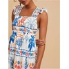 image:imageRoseSeek Womens Floral Tropical Graphic Short Dress Boho Ruffle Hem Sleeveless Vacation Tank DressMulticolor