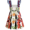 image:imageRoseSeek Womens Floral Tropical Graphic Short Dress Boho Ruffle Hem Sleeveless Vacation Tank DressMulticolor Beige