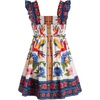 image:imageRoseSeek Womens Floral Tropical Graphic Short Dress Boho Ruffle Hem Sleeveless Vacation Tank DressMulticolor Blue