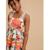 image:imageRoseSeek Womens Floral Tropical Graphic Short Dress Boho Ruffle Hem Sleeveless Vacation Tank DressMulticolor Orange