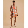 image:imageRoseSeek Womens Floral Tropical Graphic Short Dress Boho Ruffle Hem Sleeveless Vacation Tank DressMulticolor Orange