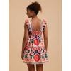 image:imageRoseSeek Womens Floral Tropical Graphic Short Dress Boho Ruffle Hem Sleeveless Vacation Tank DressMulticolor Red