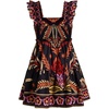image:imageRoseSeek Womens Floral Tropical Graphic Short Dress Boho Ruffle Hem Sleeveless Vacation Tank DressOrange Black