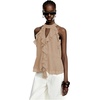image:imageRoseSeek Womens Flowy Going Out Halter Tops Ruffle Mesh Tops Cut Out Sleeveless Tie Neck Tank Top Summer OutfitApricot