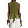 image:imageRoseSeek Womens Flowy Going Out Halter Tops Ruffle Mesh Tops Cut Out Sleeveless Tie Neck Tank Top Summer OutfitArmy Green
