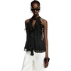 image:imageRoseSeek Womens Flowy Going Out Halter Tops Ruffle Mesh Tops Cut Out Sleeveless Tie Neck Tank Top Summer OutfitBlack