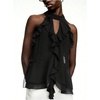 image:imageRoseSeek Womens Flowy Going Out Halter Tops Ruffle Mesh Tops Cut Out Sleeveless Tie Neck Tank Top Summer OutfitBlack