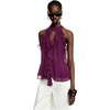image:imageRoseSeek Womens Flowy Going Out Halter Tops Ruffle Mesh Tops Cut Out Sleeveless Tie Neck Tank Top Summer OutfitBrown